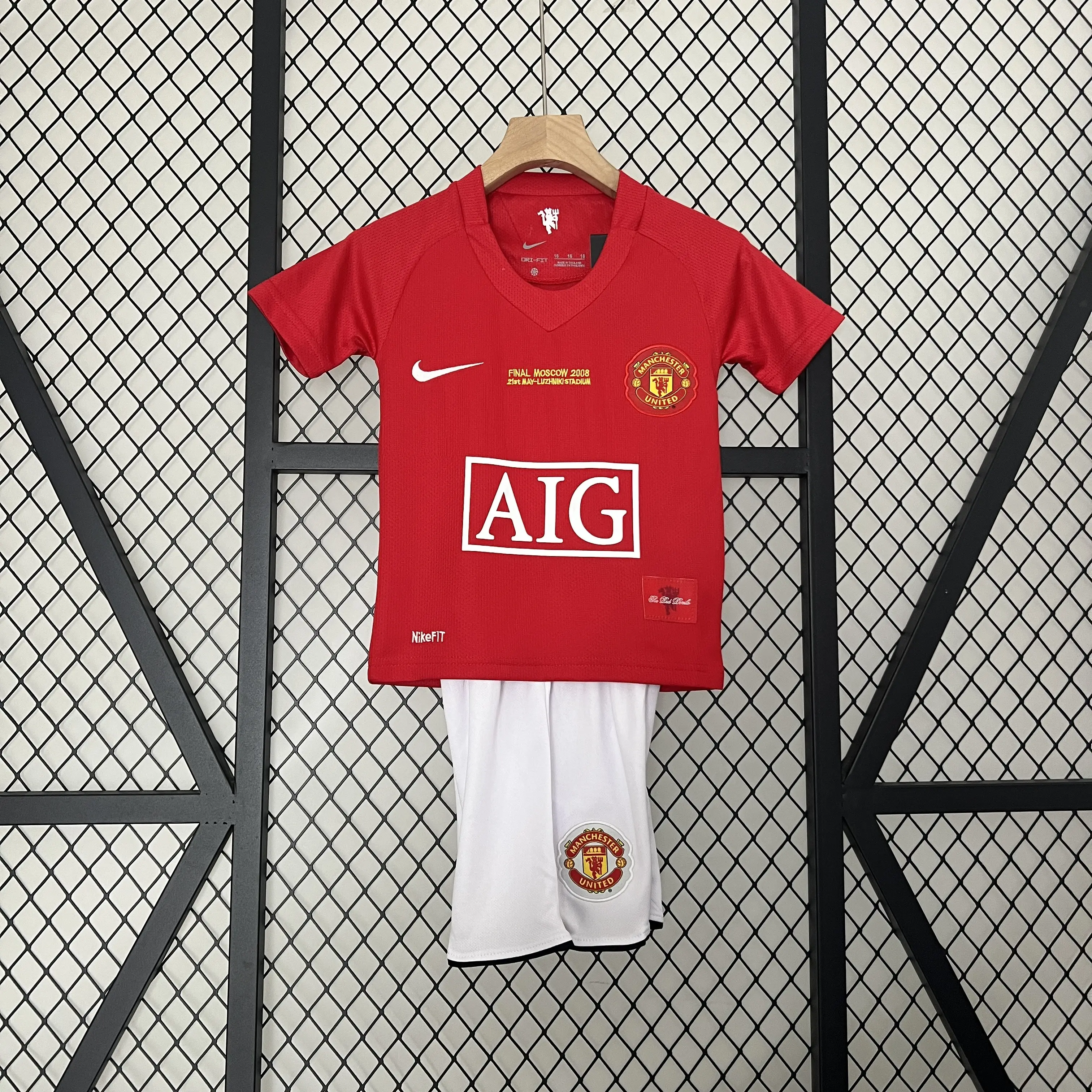 MU ホーム 2007/2008 UEFA チャンピオンズリーグ キッズユニフォーム 上下セット