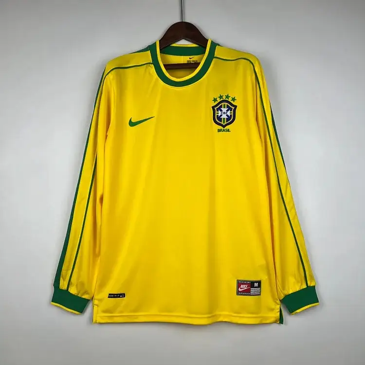 ブラジル代表 ホーム 1998 レトロ ユニフォーム 長袖 Tシャツ
